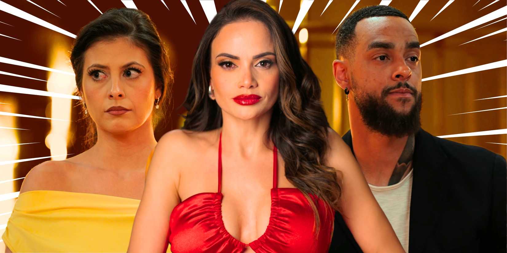 Million Dollar Secret's Cara Kies, Corey Niles and Samantha Hubbard with serious expressions