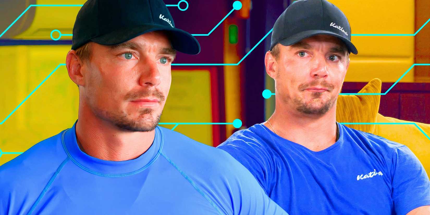 montage of Wihan Du Toit from Below Deck Down Under Season 3 looking serious