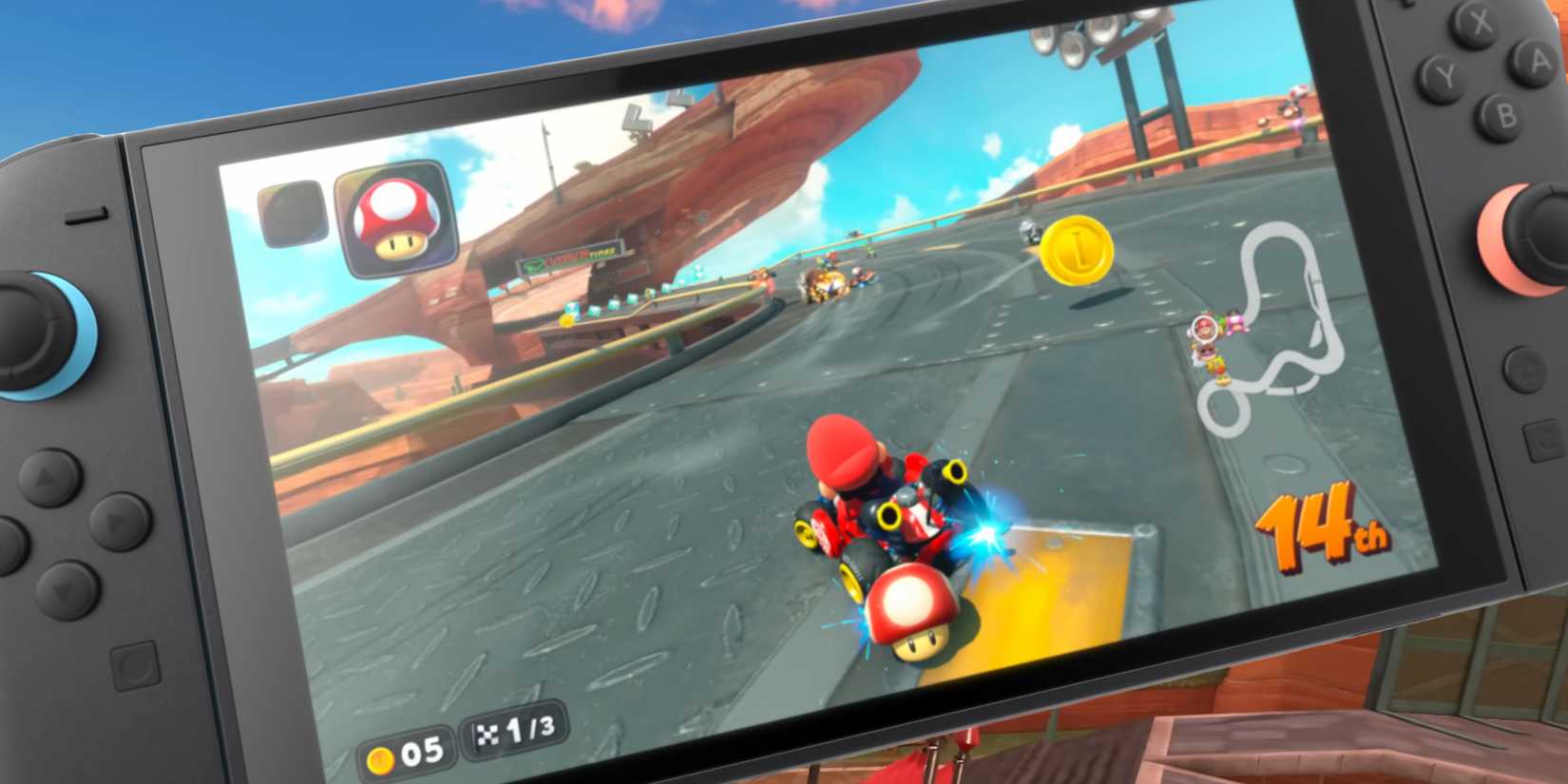 Mario drifting in Mario Kart World gameplay on a Switch 2.