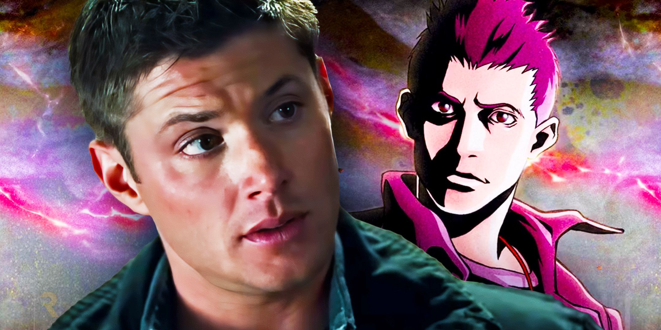 Jensen Ackles as Dean in Supernatural and Dean from the Supernatural Anime