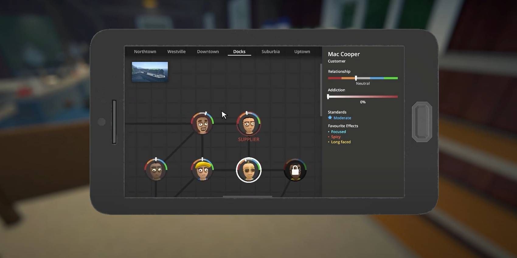 Schedule 1 using Mac Cooper supplier to form connections to other characters