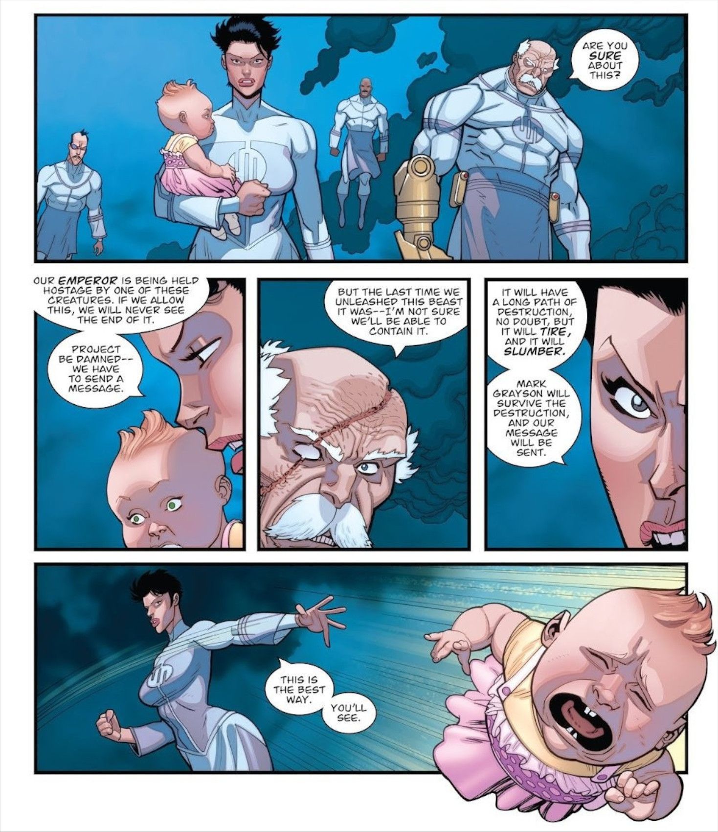 Invincible Anissa throws an infant Monster Girl