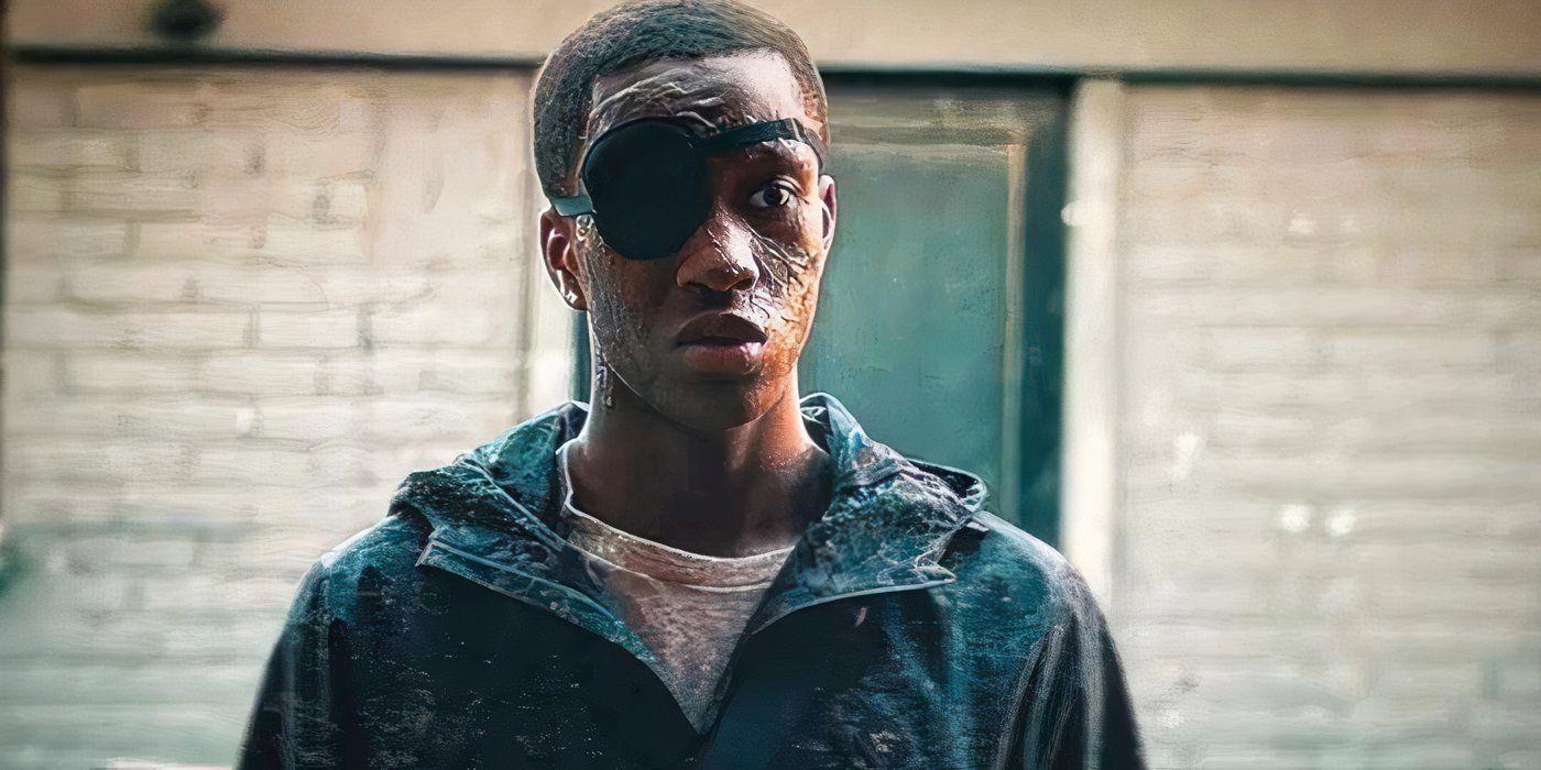 Ivan Burdon as Bradders with an eye patch in Top Boy