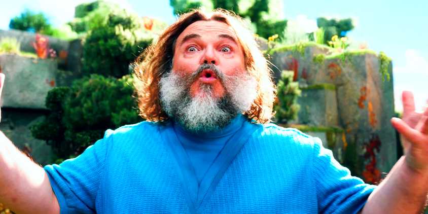 Jack Black as Steve in A Minecraft Movie looking surprised
