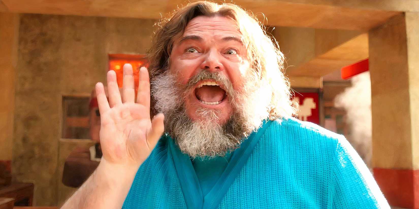 Jack Black as Steve singing in A Minecraft Movie