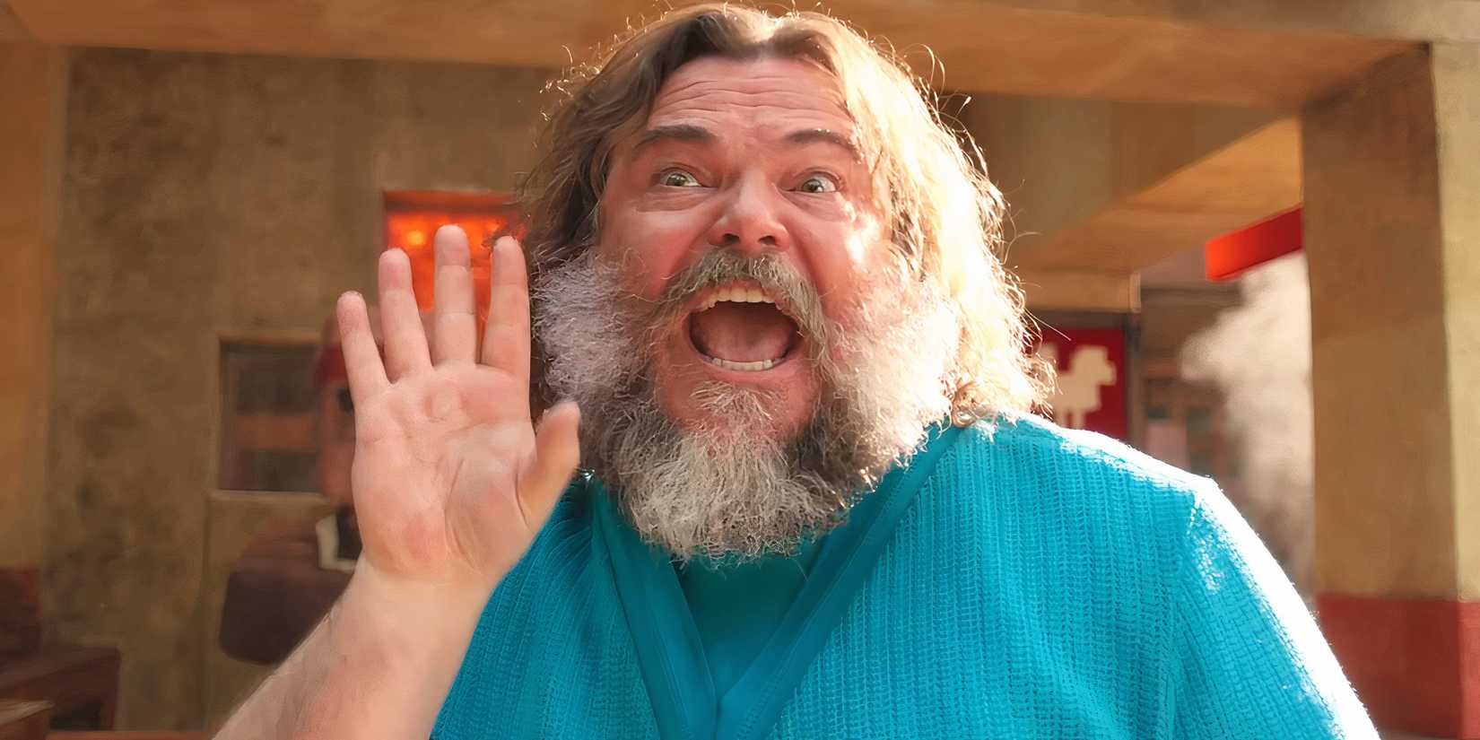 Jack Black as Steve singing in A Minecraft Movie