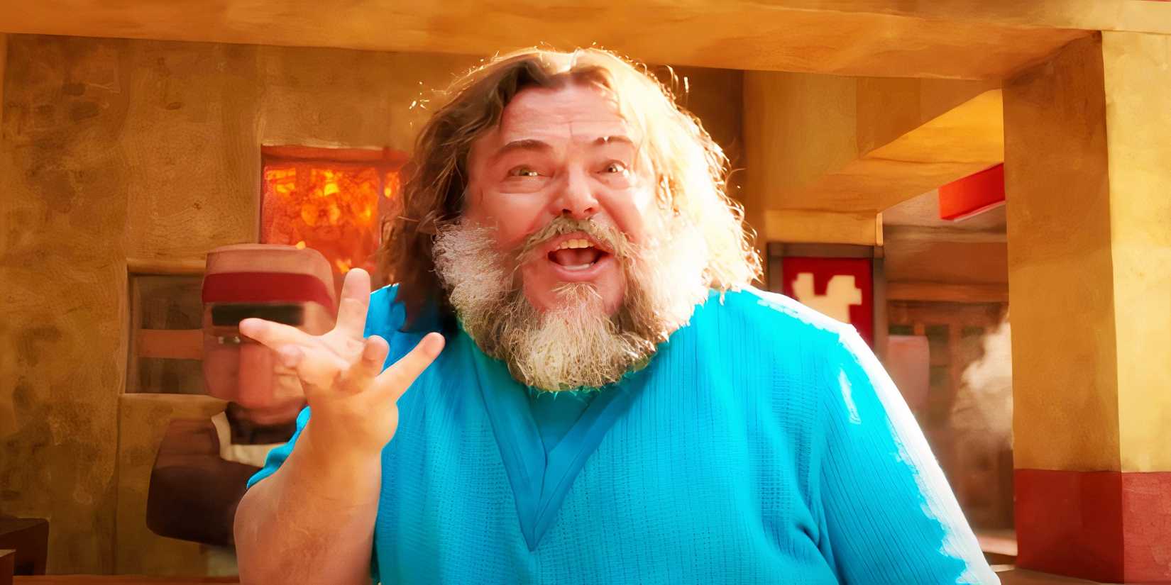 Jack Black singing as Steve in A Minecraft Movie