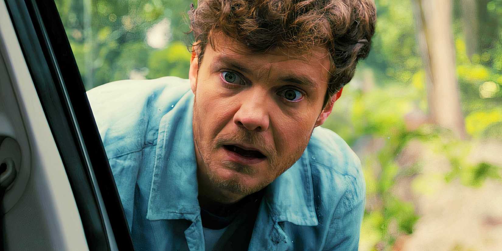Jack Quaid looking shocked as Josh in Companion