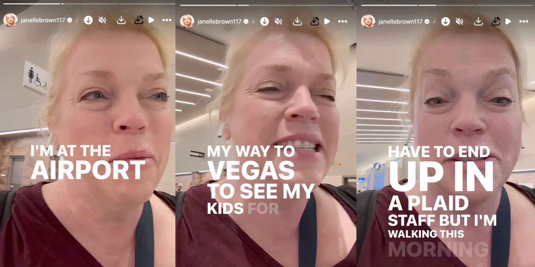 Janelle Brown from Sister Wives travel update from airport