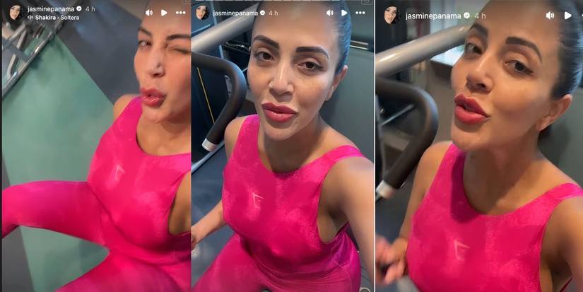 Jasmine Pineda in 90 Day Fiance in gym in Instagram Story