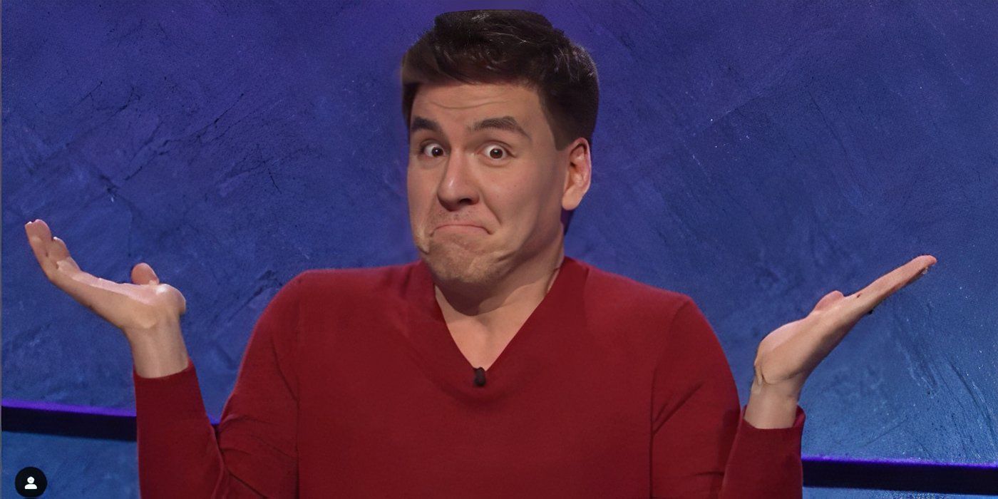 james holzhauer hands and arms out in shrug on jeopardy stage