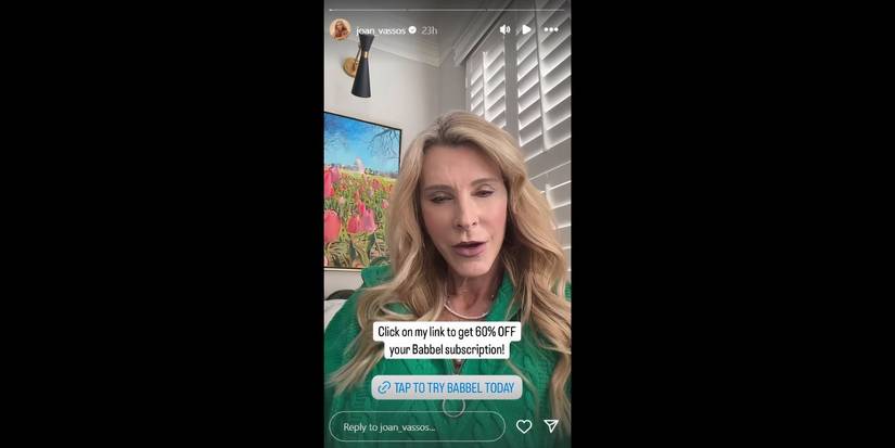 The Golden Bachelorette's Joan Vassos' Instagram story from April 2 promoting Babbel 