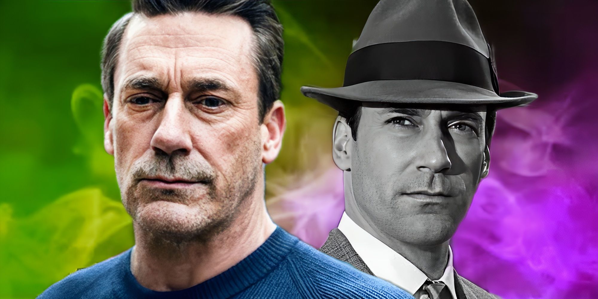 Jon Hamm as Andrew Cooper in Your Friends &amp; Neightbors and as Don Draper in Mad Men