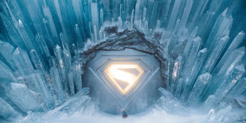 Krypto brings Kal-El to the Fortress of Solitude in the Superman Movie