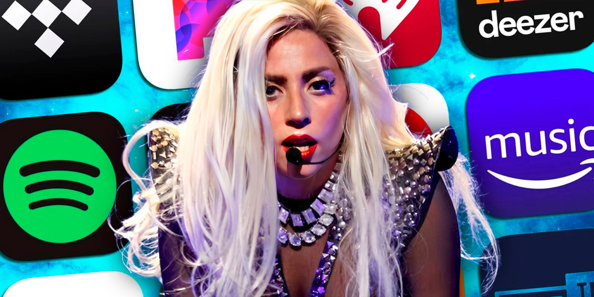 Lady Gaga and streaming platform symbols