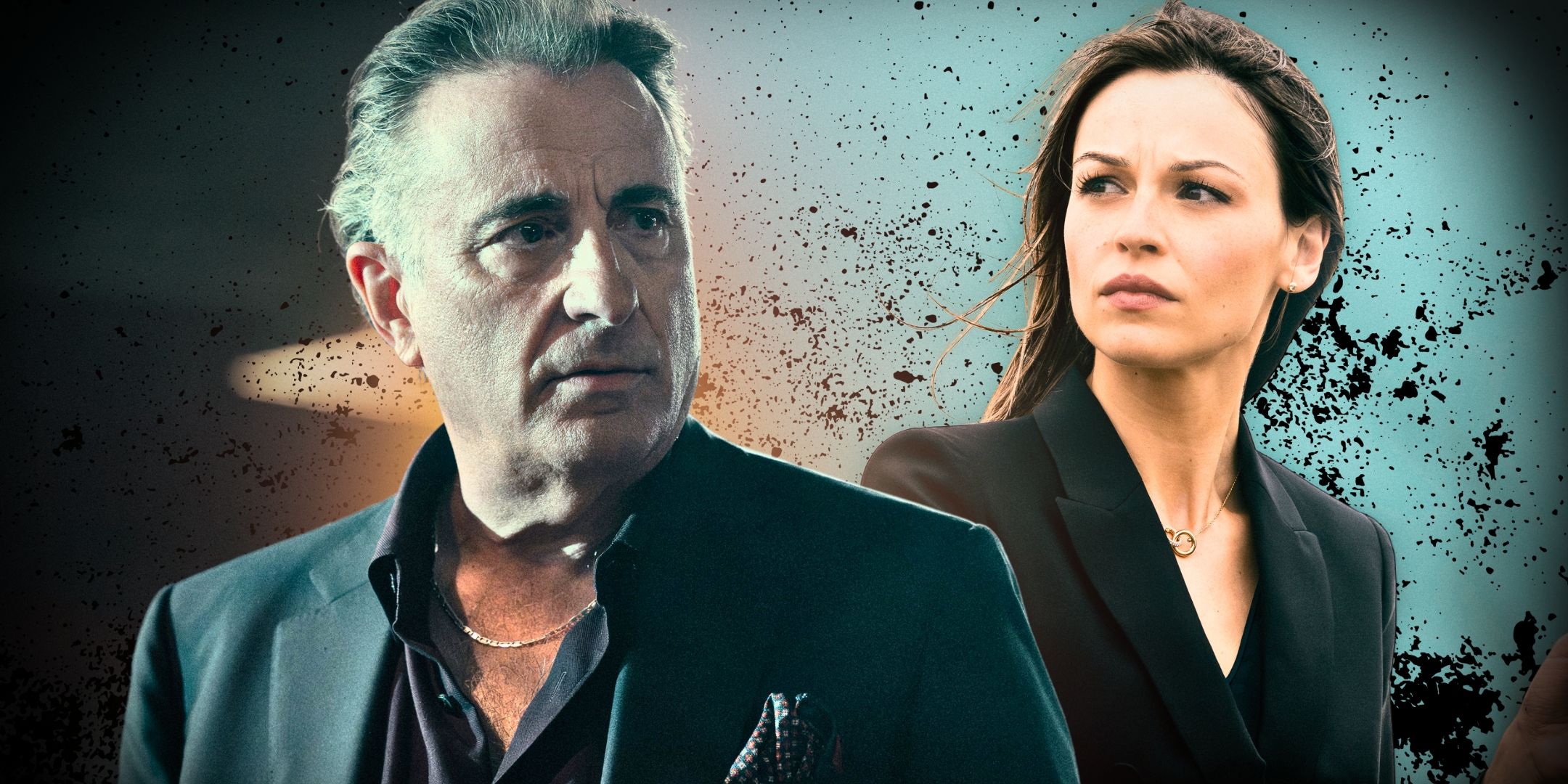 Andy Garcia as Gallino and Kayla Wallace as Rebecca Savage Landman Season 1