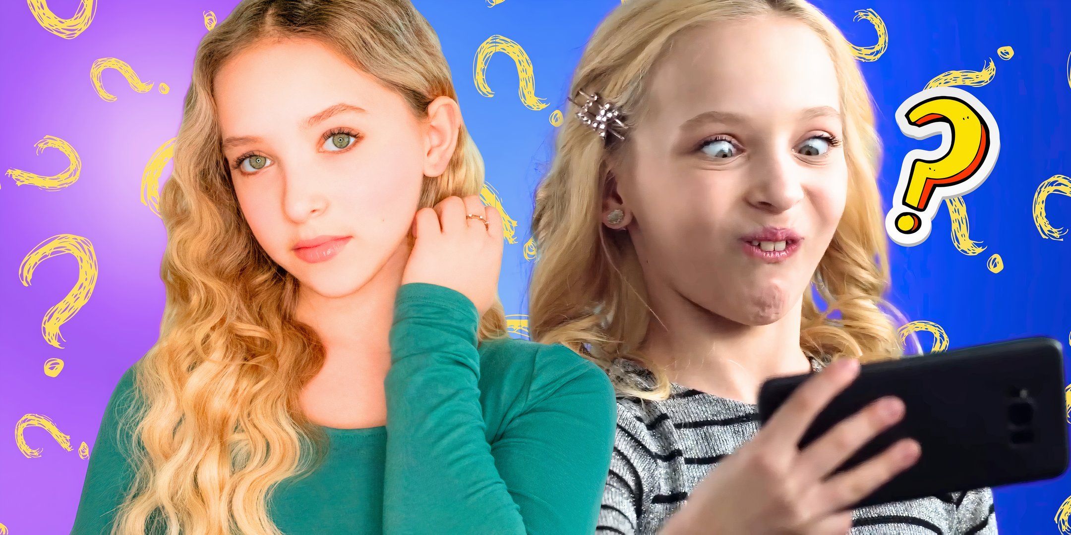 Lilly K from Dance Moms Season 8 in montage with her smilng in one shot and holding phone in another