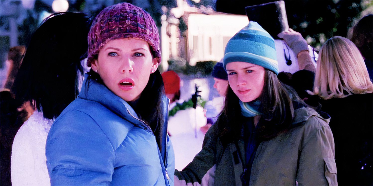 Lorelai and Rory in Gilmore Girls season 2, looking shocked