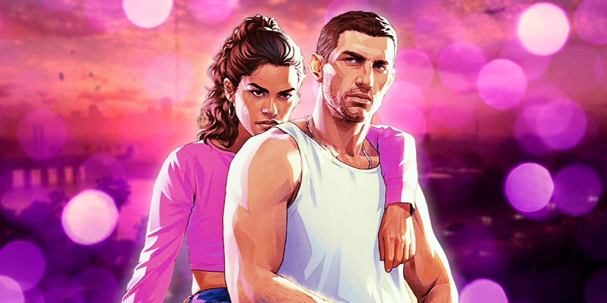 Lucia and Jason in Grand Theft Auto 6 in Front of Vice City