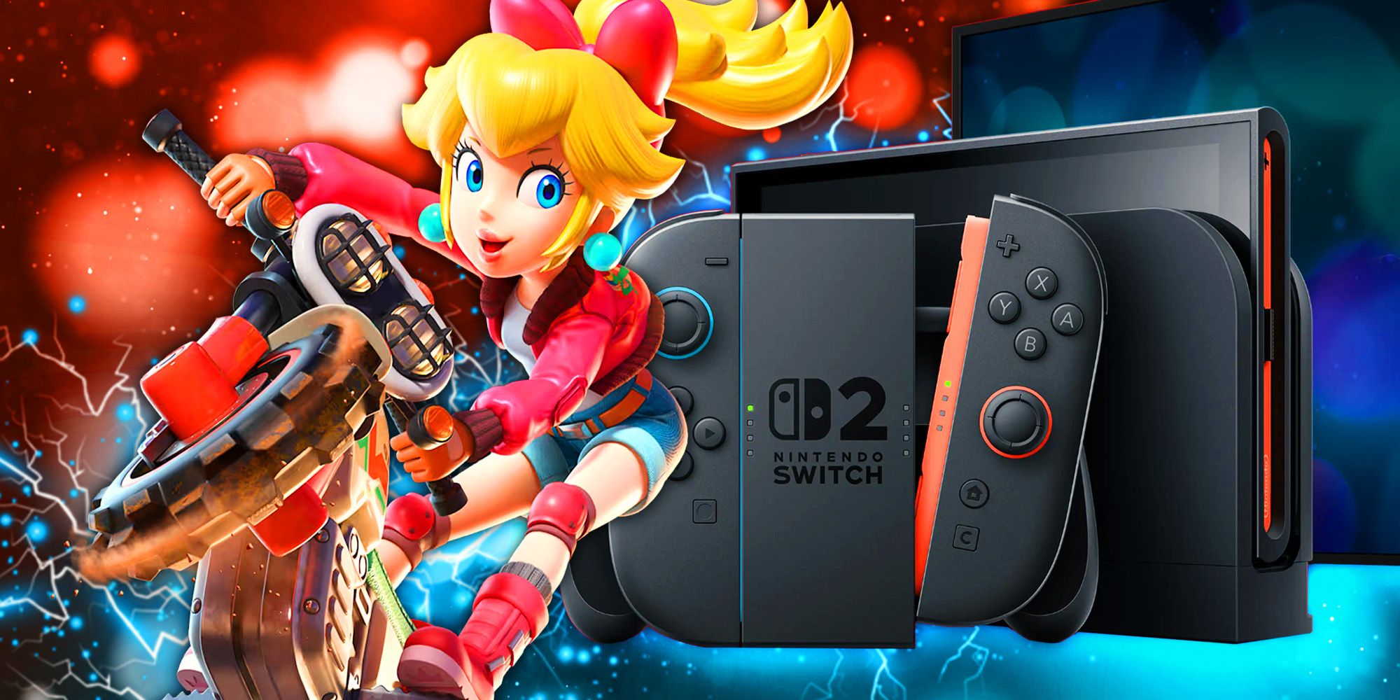 Mario Kart World character next to a Switch 2