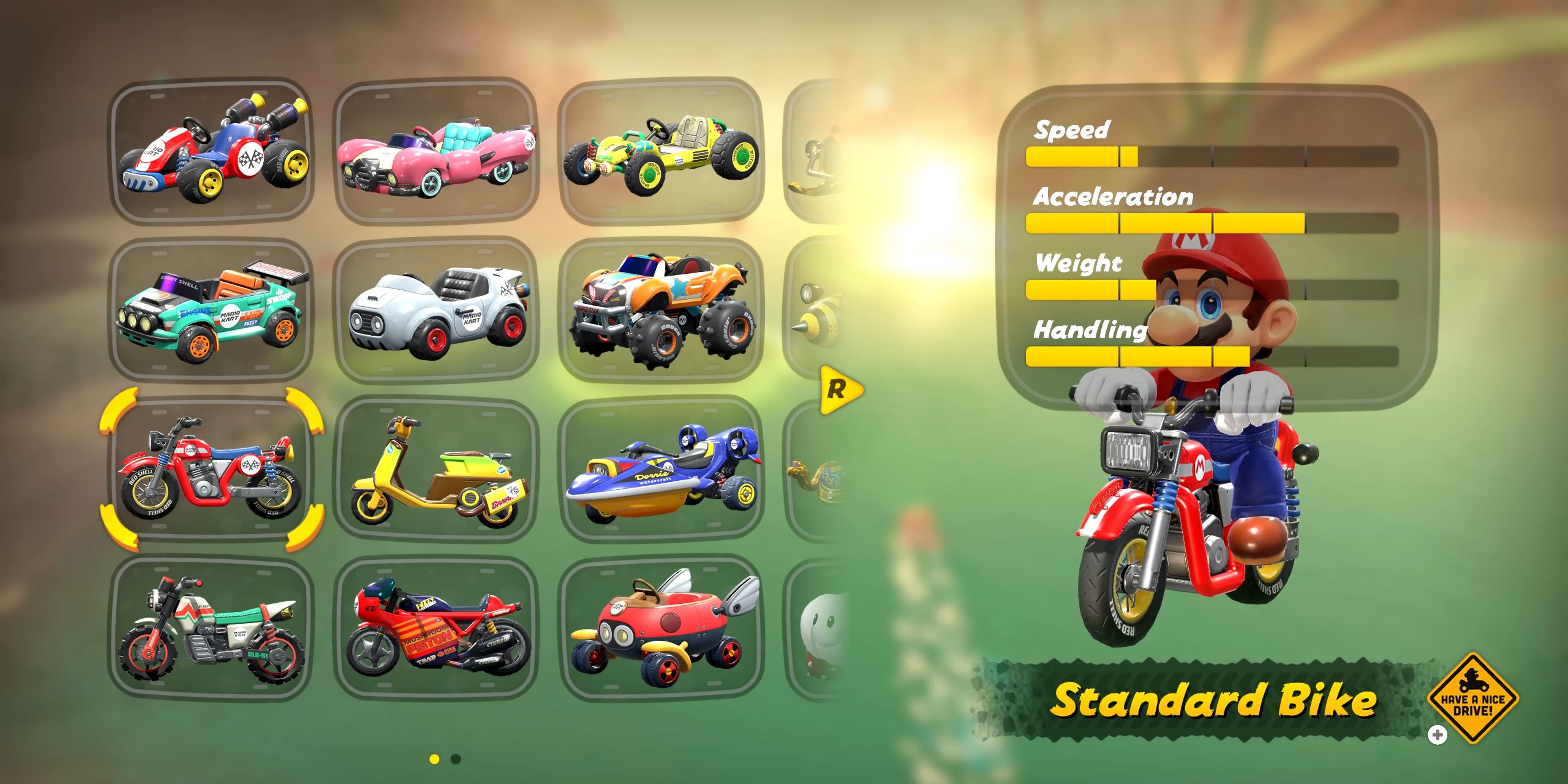 Mario on the Standard Bike with Stats