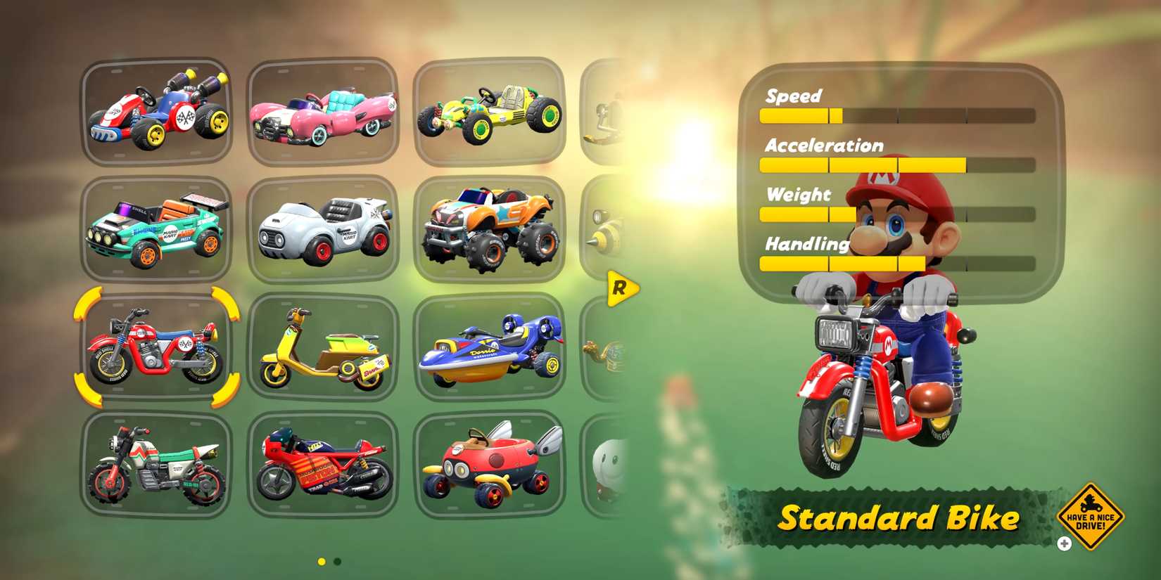 Mario on the Standard Bike with Stats