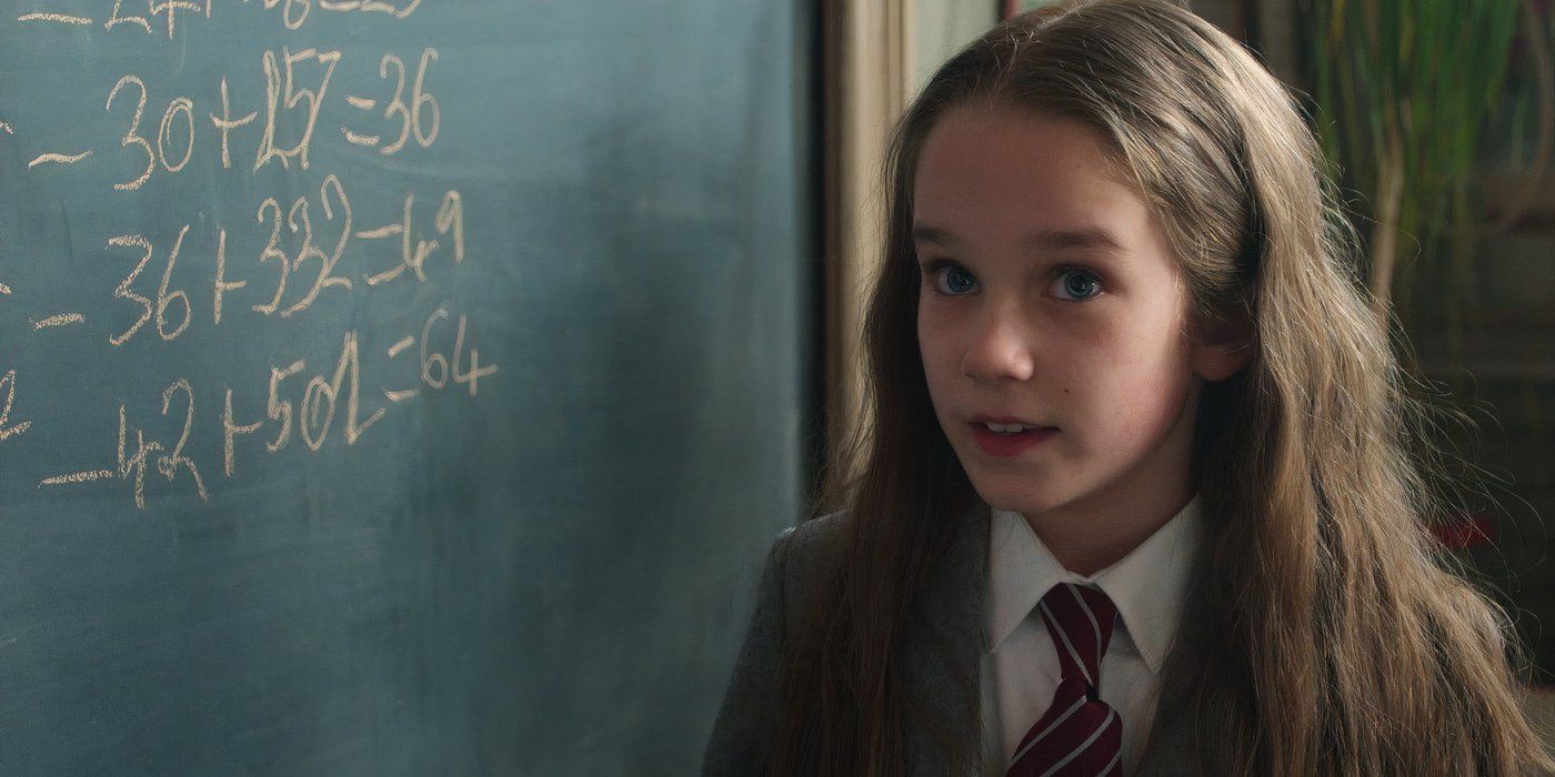 Matilda the Musical Matilda standing at the blackboard