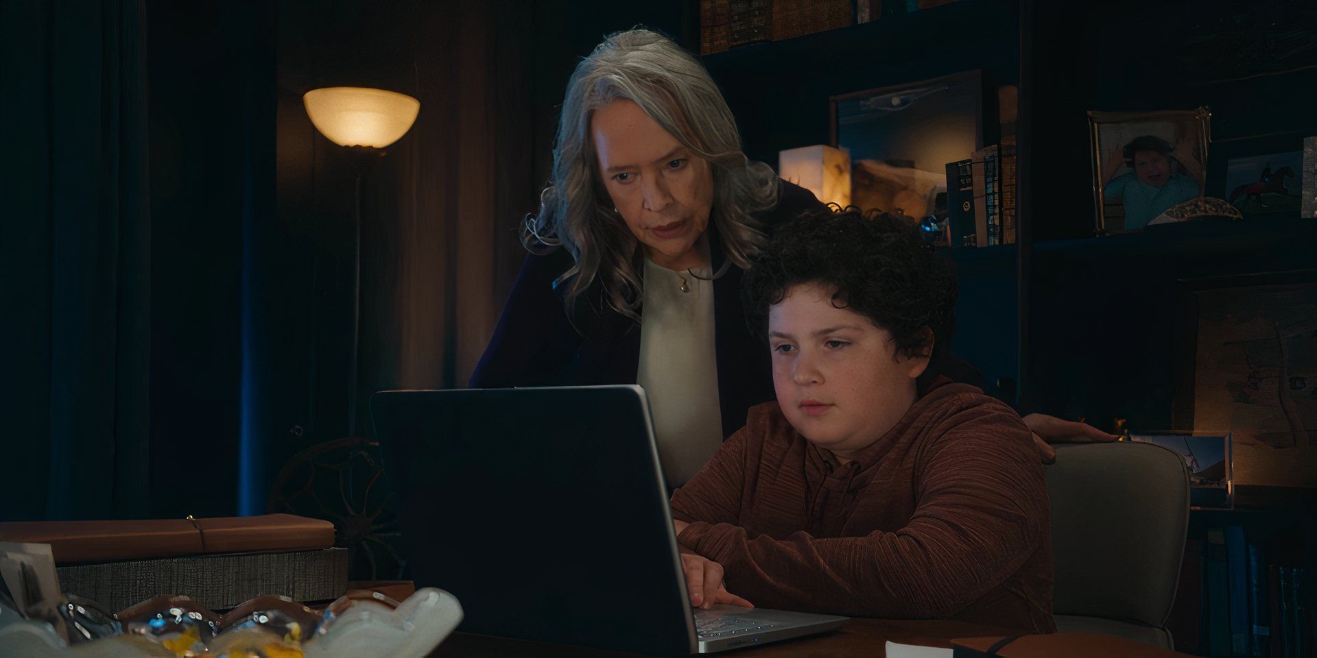 Kathy Bates and Aaron Harris as Matty and Alfie Kingston in Matlock