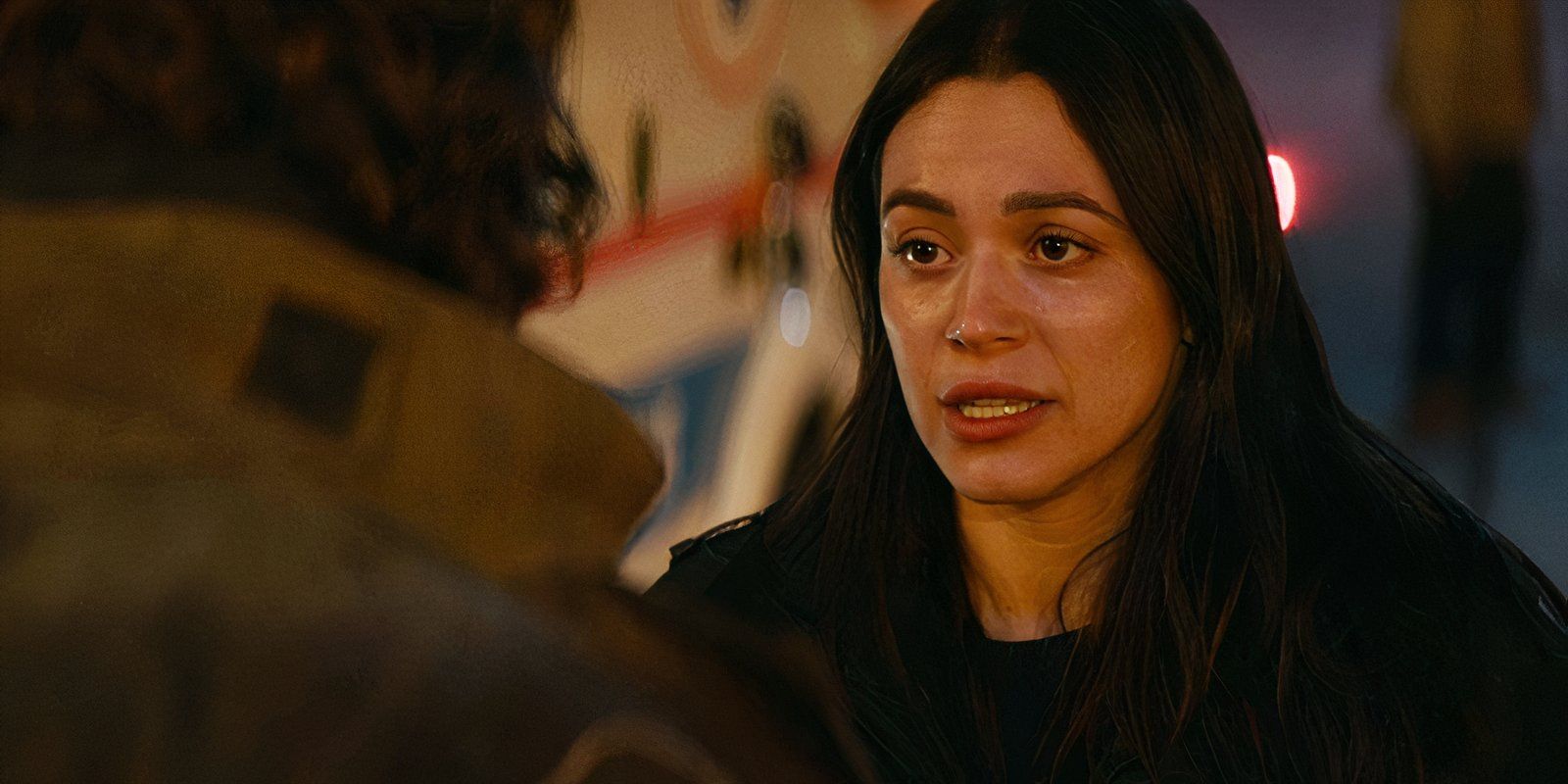 Max Thieriot as Bode Leone and Stephanie Arcila as Gabriela Perez in Fire Country season 3, episode 20-1