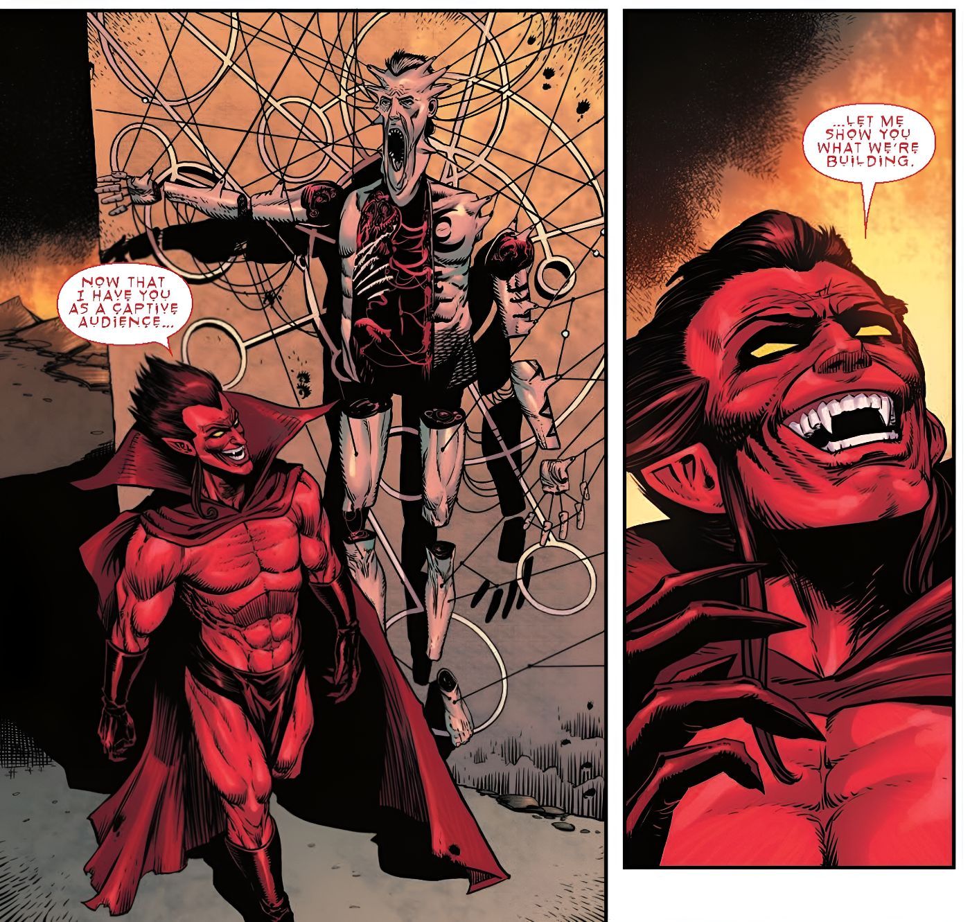 Mephisto Tortures Hellverine by Vivisecting Him on an Alter