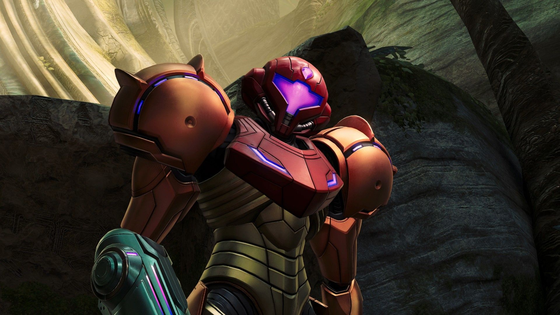 Metroid Prime 4 Beyond still showing Samus in her suit.