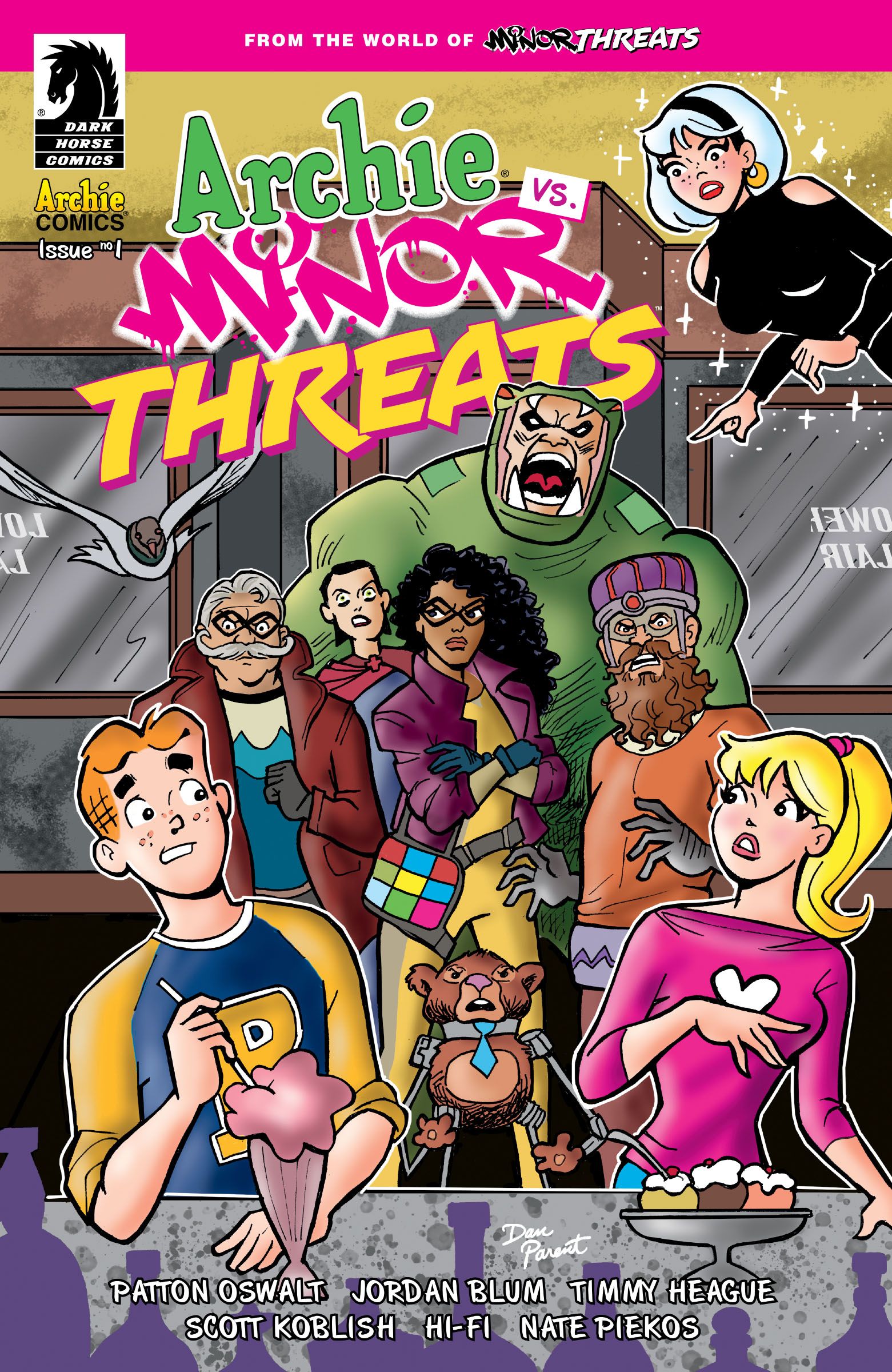 Archie and Veronica interrupted drinking milkshakes by the MInor Threats characters.