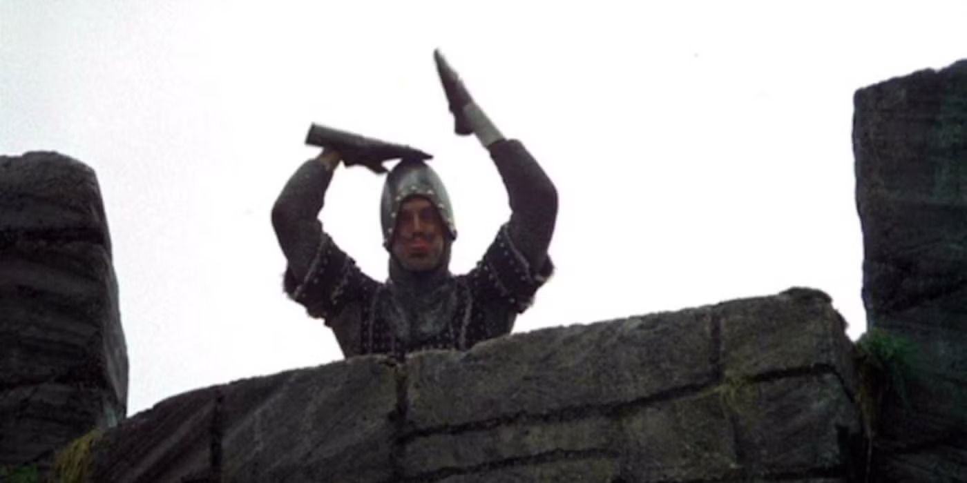 The French Taunter making fun of King Arthur and his knights in Monty Python and the Holy Grail