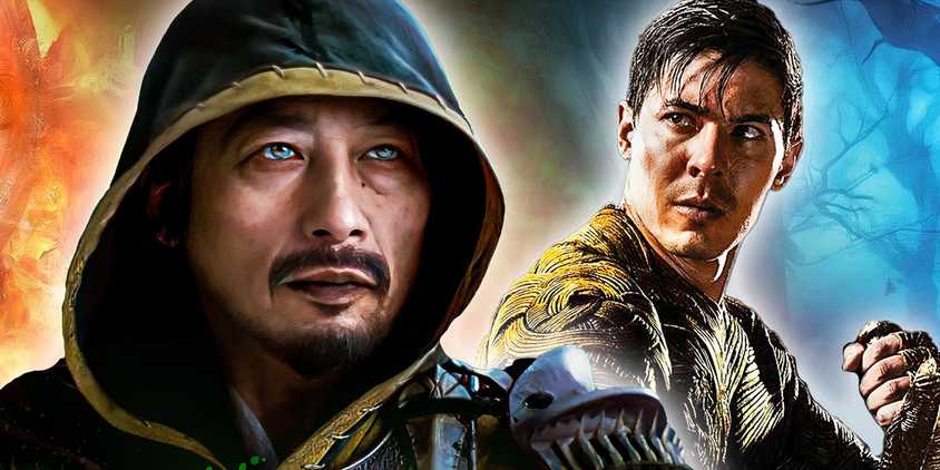 An edited image of Scorpion and Cole Young in the Mortal Kombat franchise.