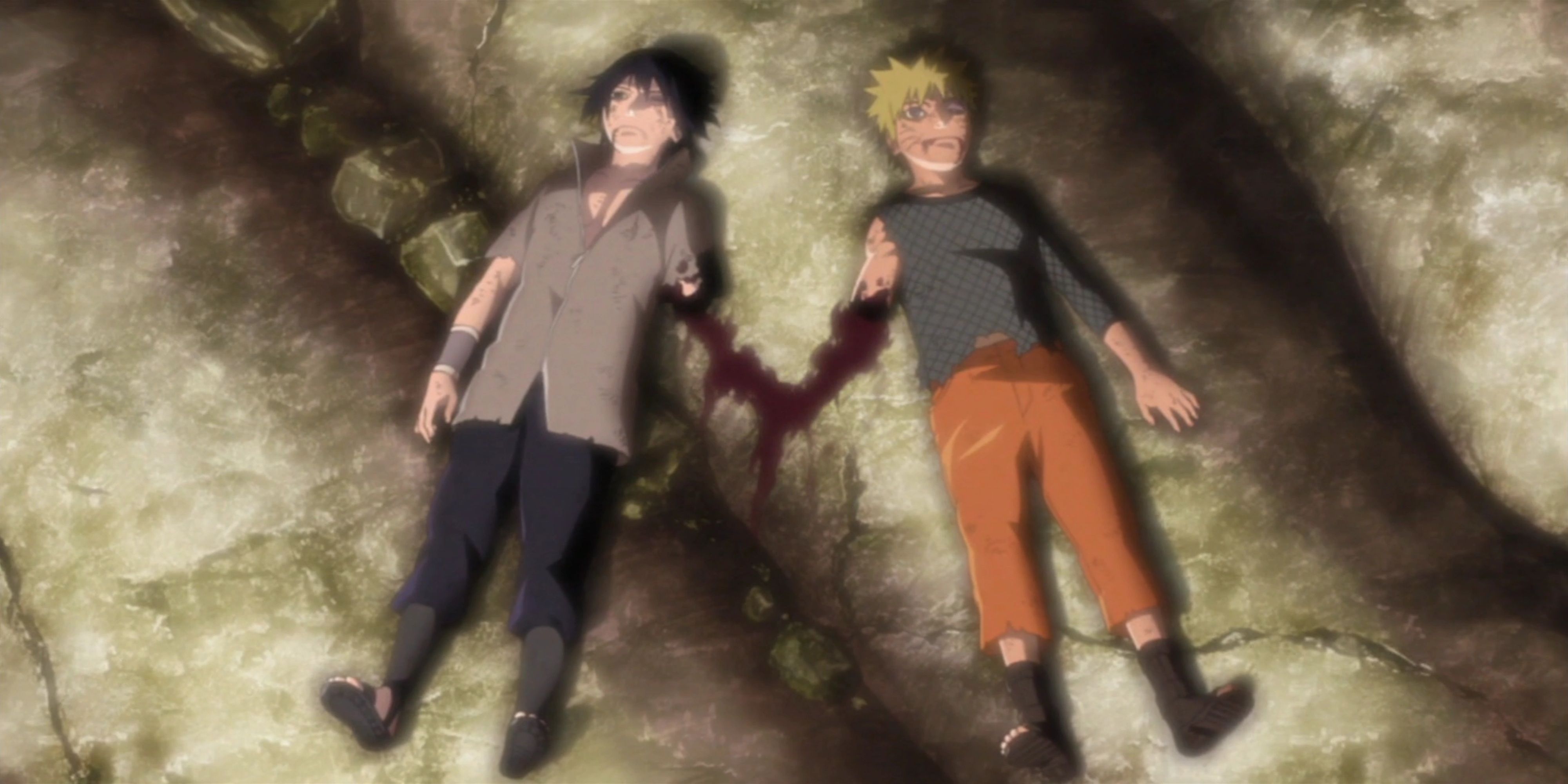 Naruto and Sasuke in the aftermath of their final battle