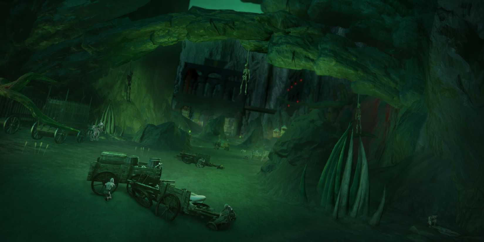 Neverwinter Red Harvest screenshot of a mine with skeletons