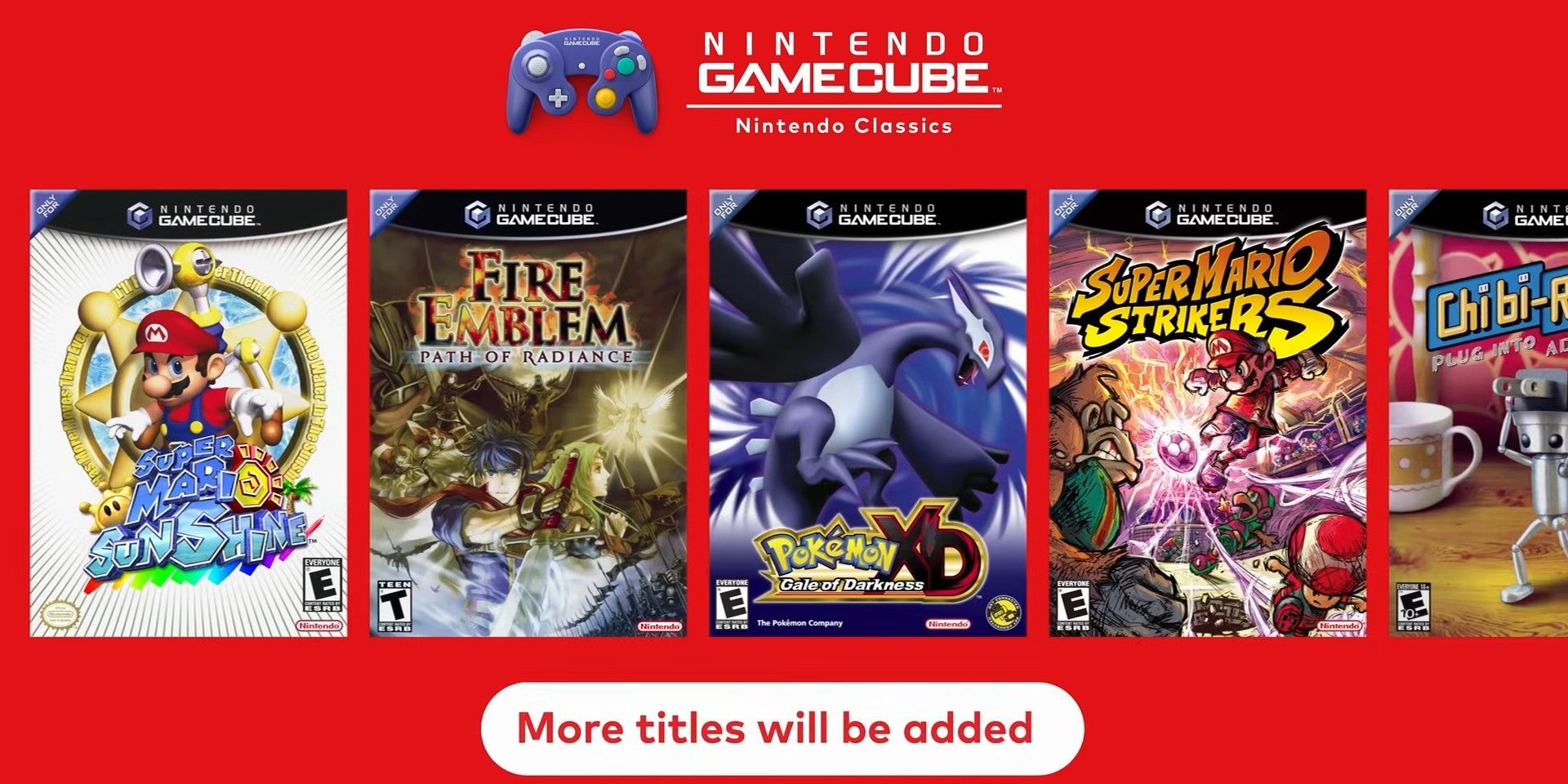 A lineup of Nintendo GameCube games coming to Nintendo Classics for Nintendo Switch Online, including Fire Emblem: Path of Radiance.