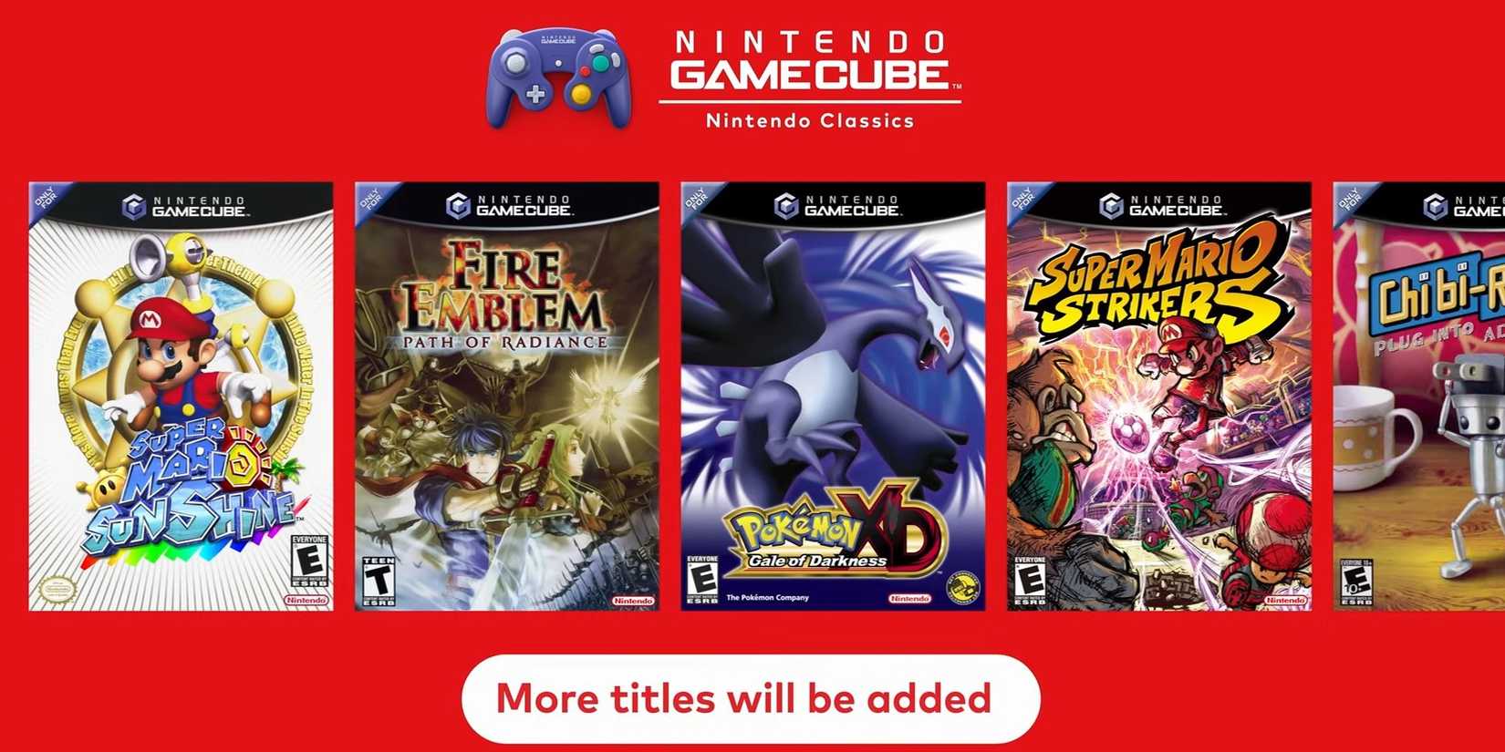 A lineup of Nintendo GameCube games coming to Nintendo Classics for Nintendo Switch Online, including Fire Emblem: Path of Radiance.