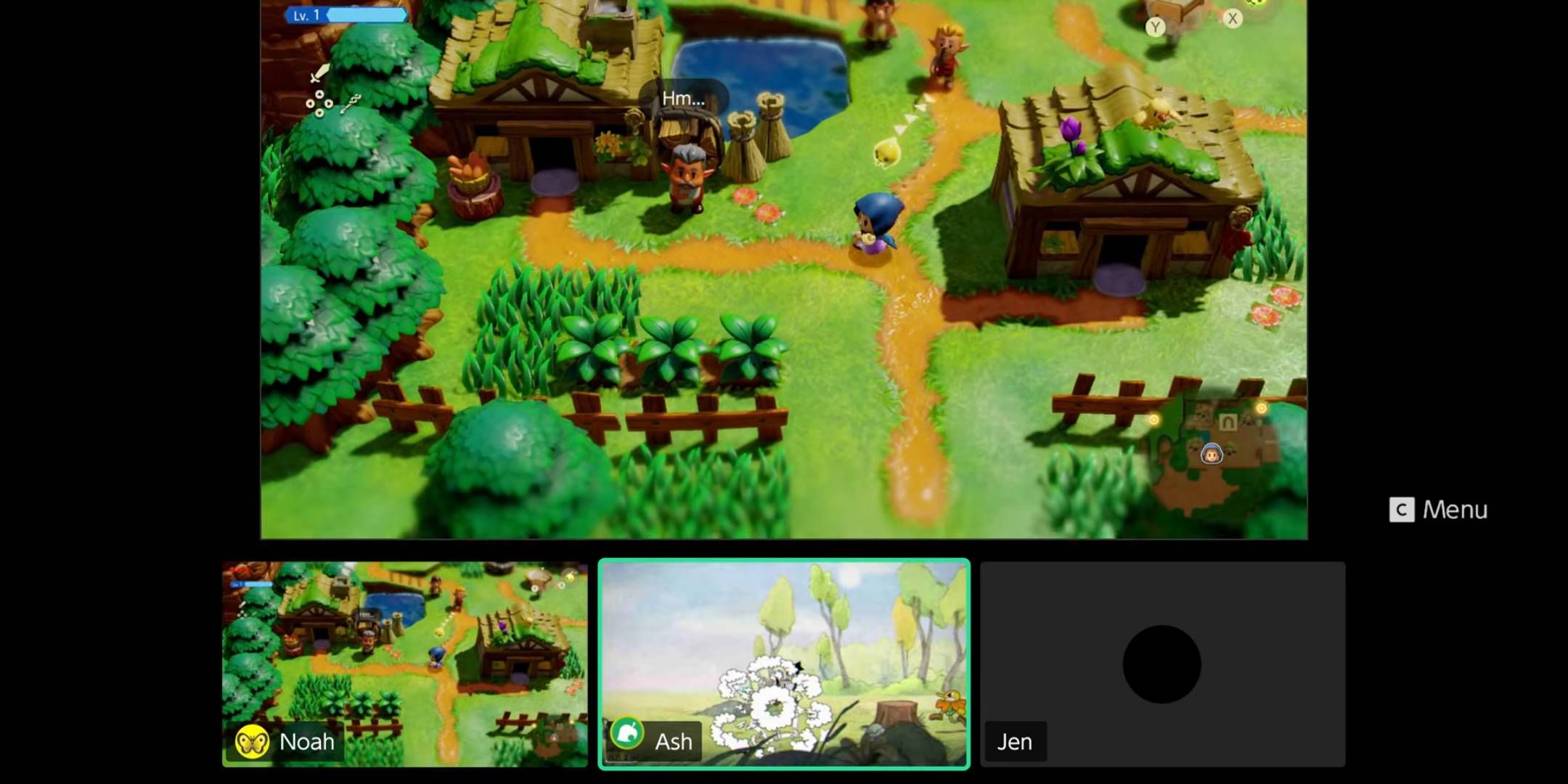 Three people using the Game Chat function on the Nintendo Switch 2.