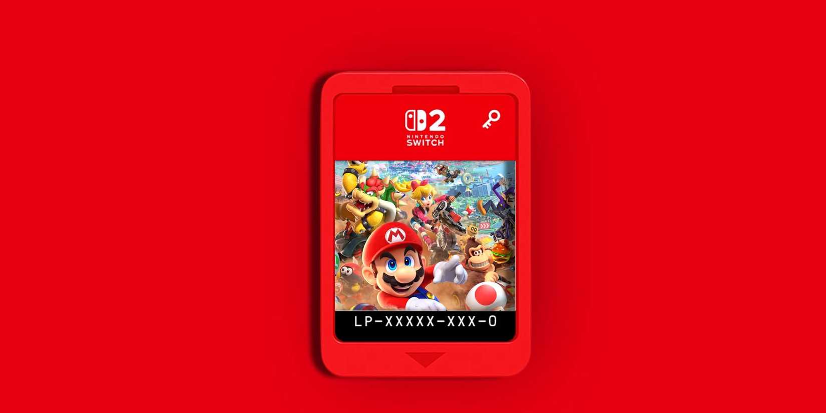 A Nintendo Switch 2 Game Key Card with Mario Kart World key art on it.