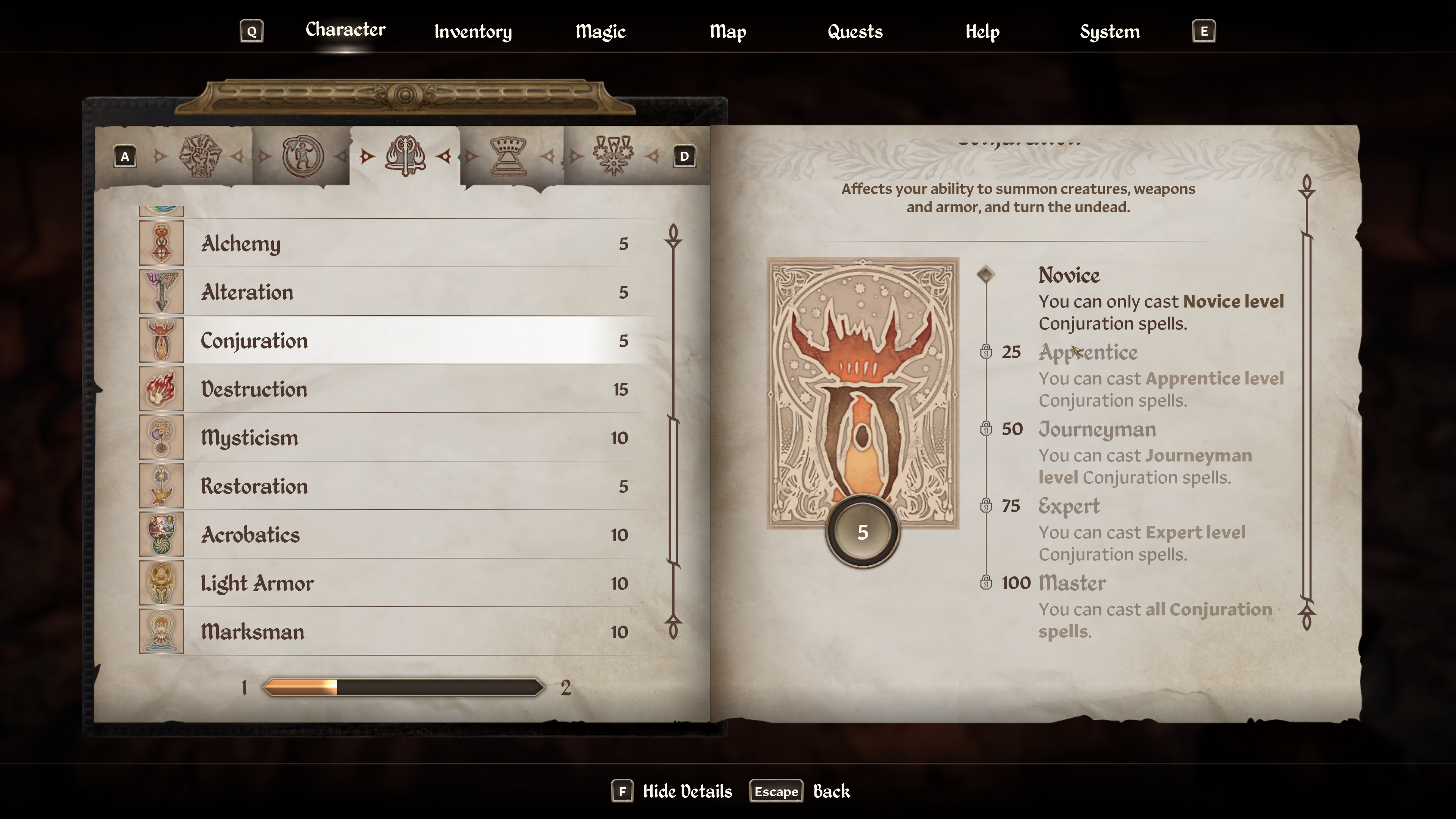 Oblivion Conjuration skills