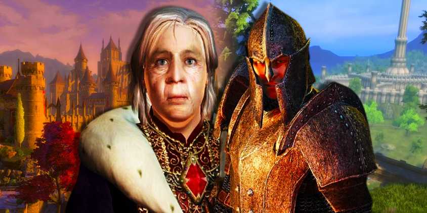 The Emperor from The Elder Scrolls IV: Oblivion next to a guard.