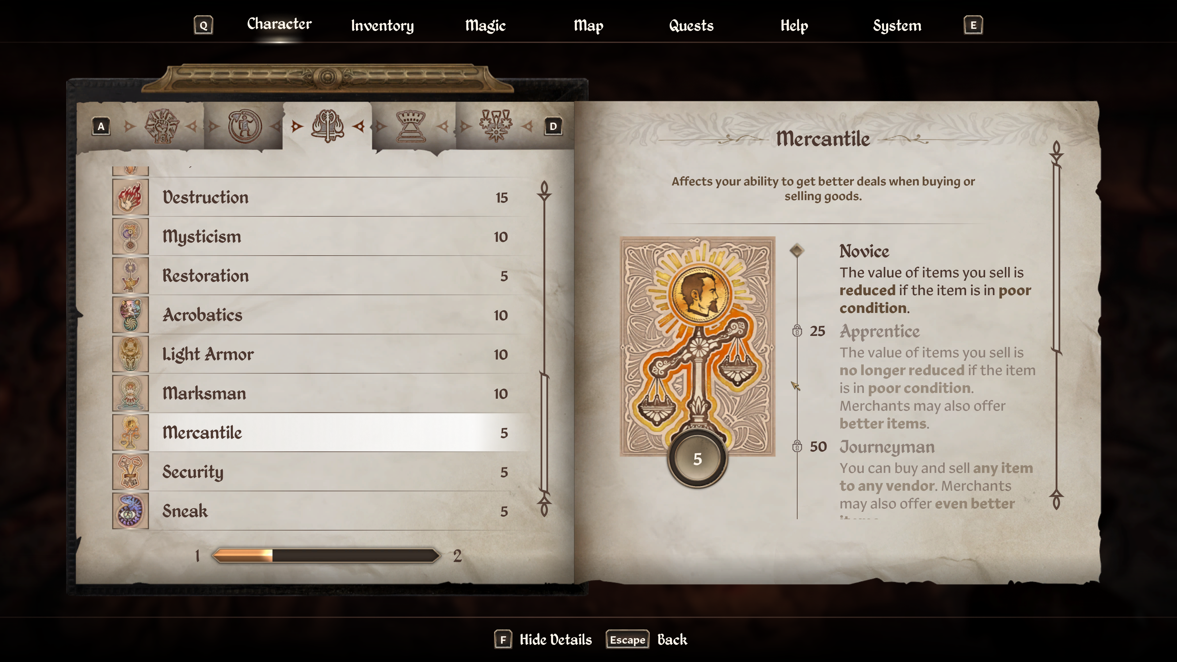 Oblivion Mercantile skills