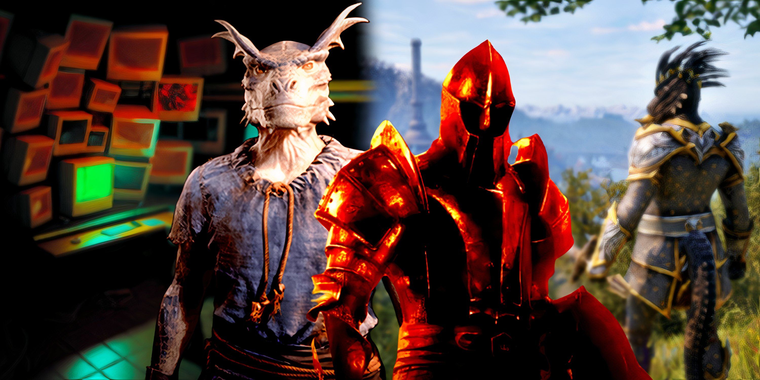 Oblivion remaster characters with screenshots from oblivion and indie title post trauma