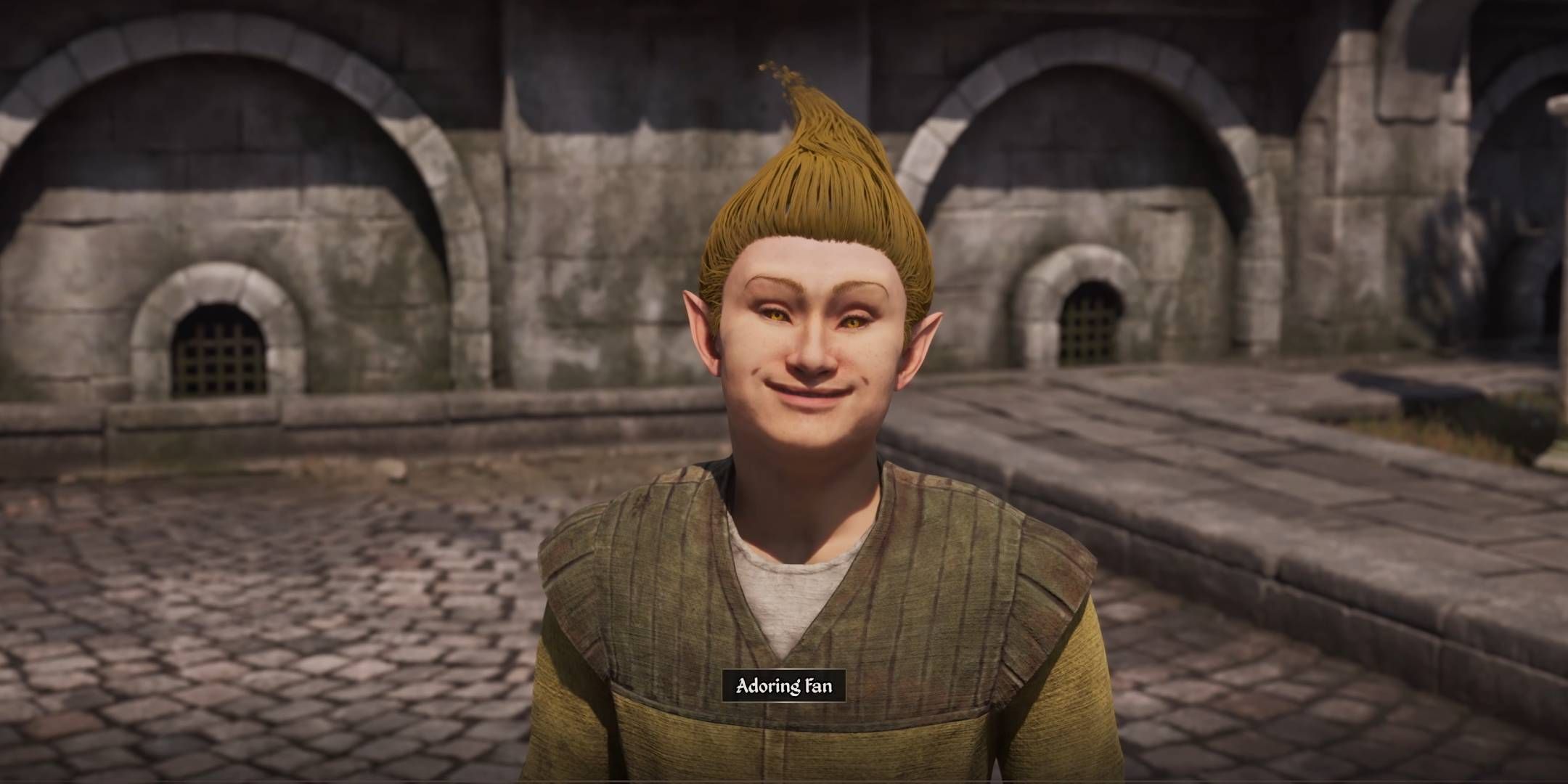 The Adoring Fan from Oblivion Remastered smiling at the player.