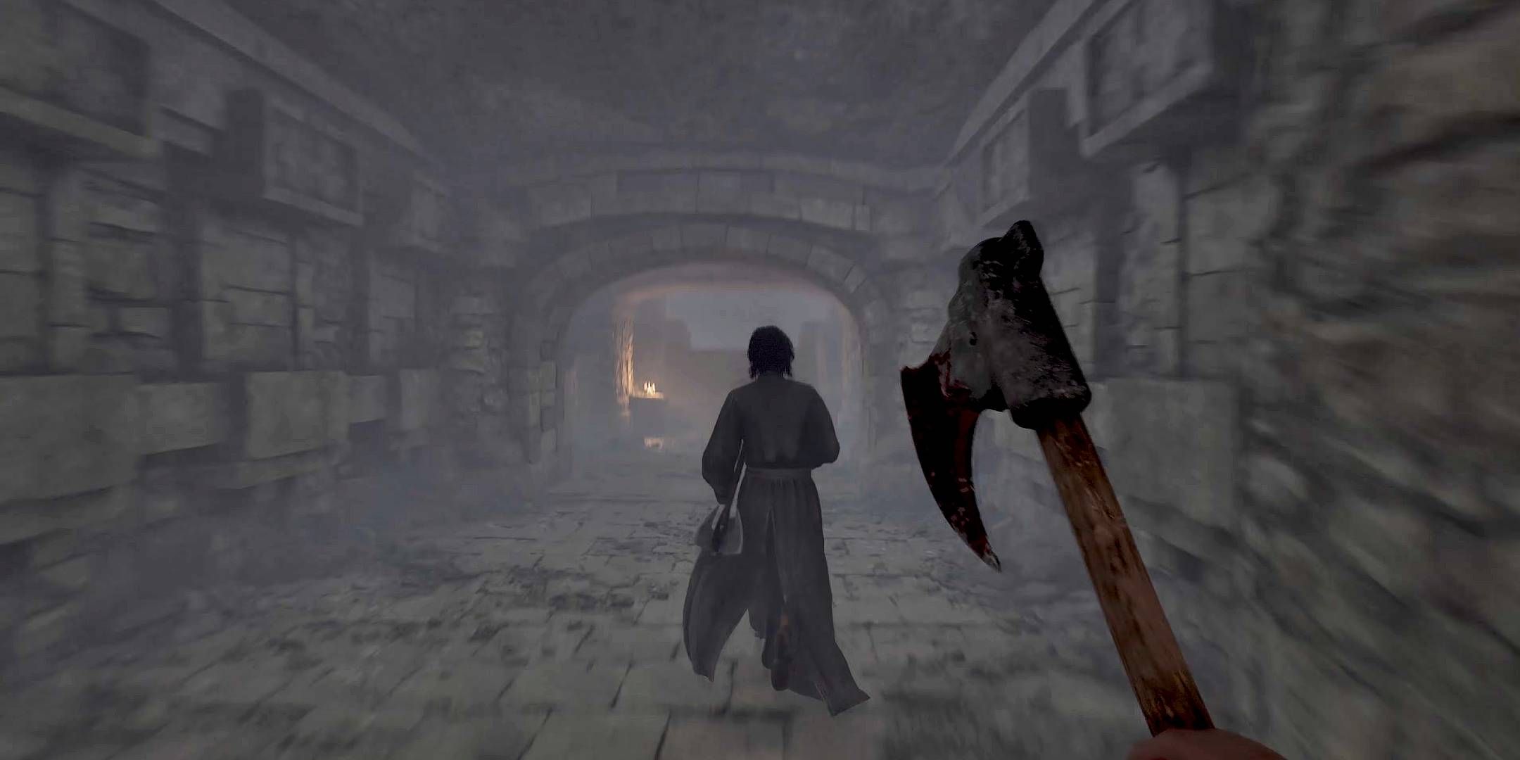 The player sprinting through a dungeon in Oblivion Remastered.