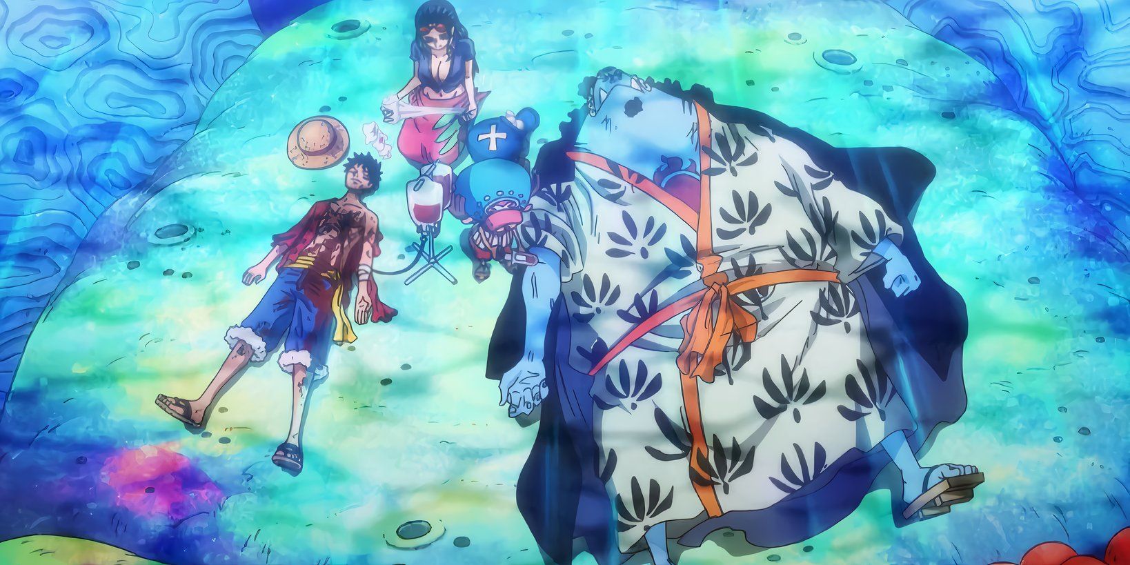 One Piece Luffy and Jinbe Donating Blood