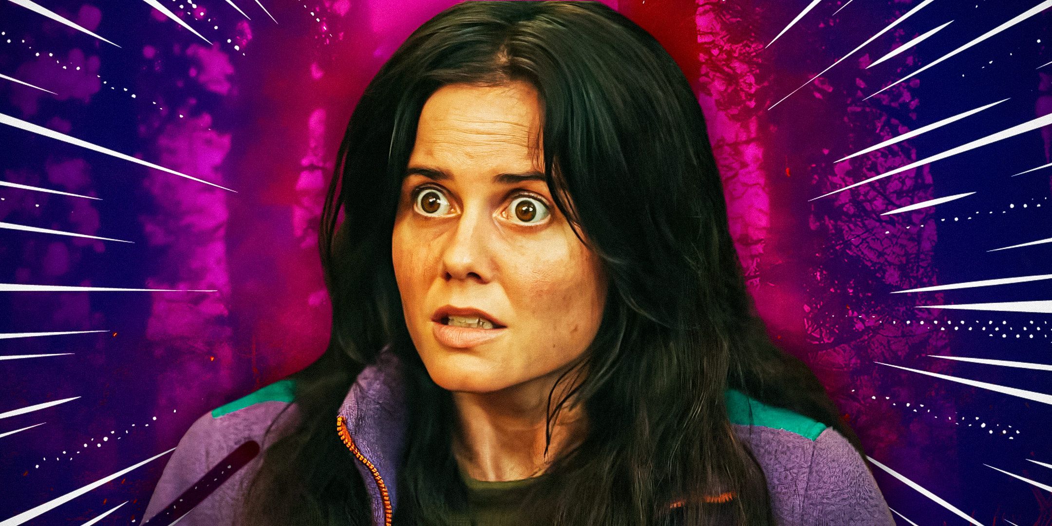 Custom image of Hannah Finch (Ashley Sutton) looking alarmed in Yellowjackets season 3