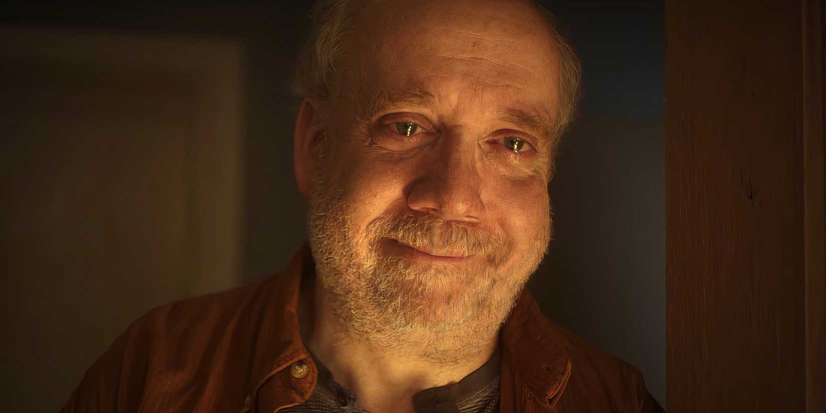 Paul Giamatti as Philip looking both happy and sad in Black Mirror season 7 episode 5