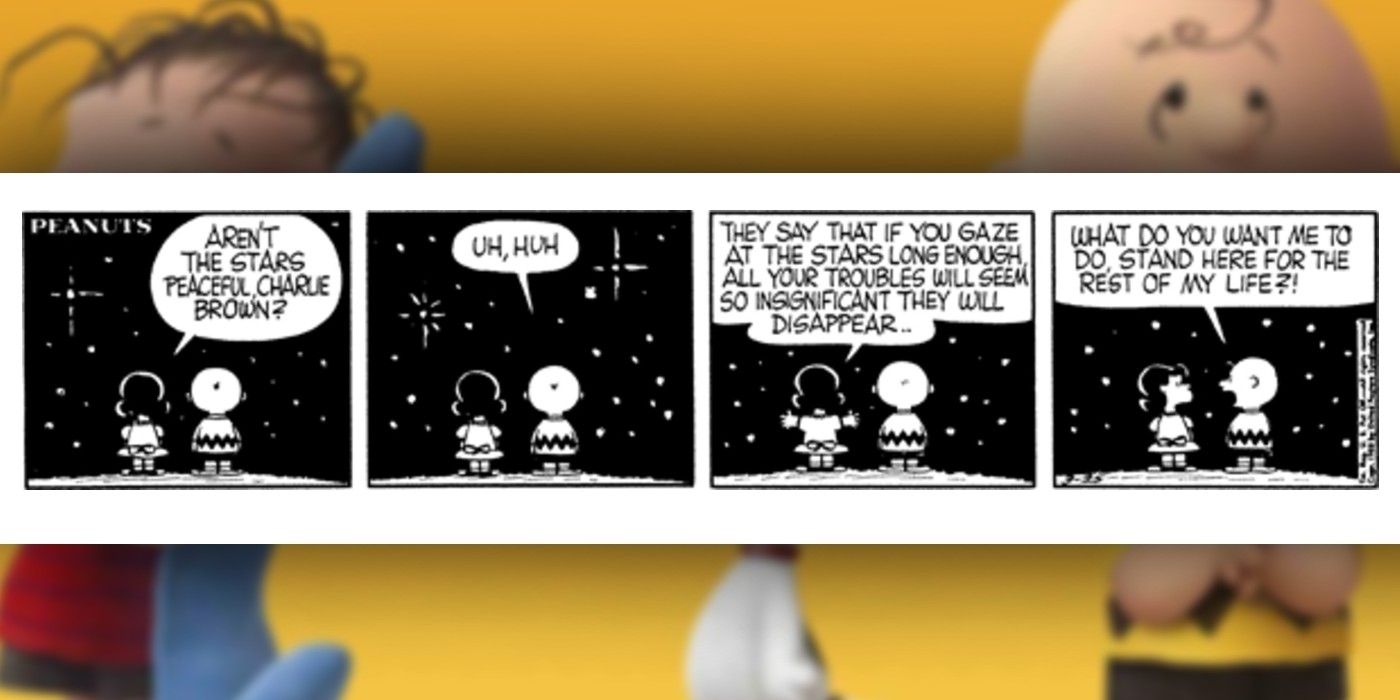 peanuts comic where lucy and charlie look at the night sky
